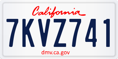 CA license plate 7KVZ741