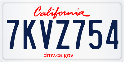 CA license plate 7KVZ754