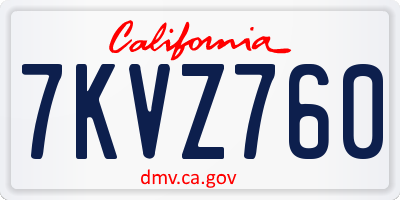 CA license plate 7KVZ760