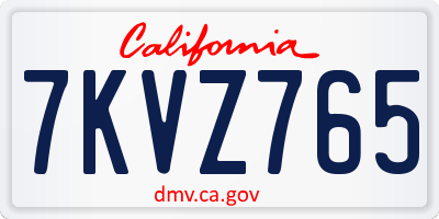 CA license plate 7KVZ765