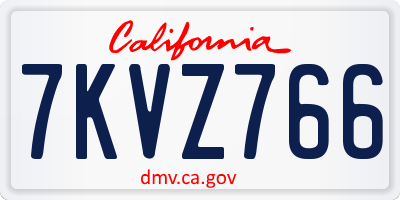 CA license plate 7KVZ766