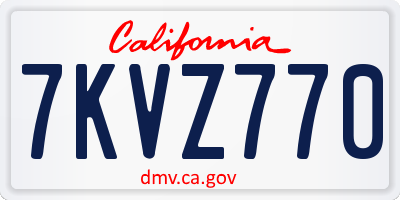 CA license plate 7KVZ770
