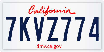 CA license plate 7KVZ774
