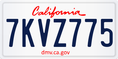 CA license plate 7KVZ775