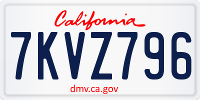 CA license plate 7KVZ796