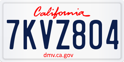 CA license plate 7KVZ804