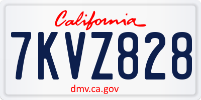 CA license plate 7KVZ828