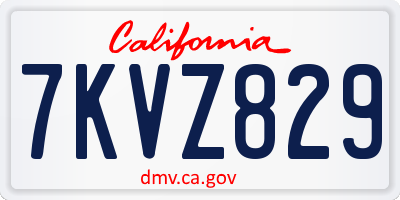 CA license plate 7KVZ829