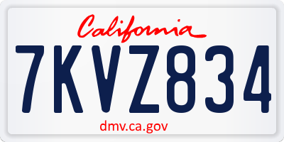 CA license plate 7KVZ834