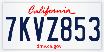 CA license plate 7KVZ853