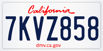 CA license plate 7KVZ858