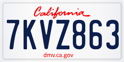 CA license plate 7KVZ863