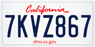 CA license plate 7KVZ867