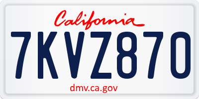 CA license plate 7KVZ870