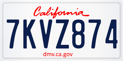 CA license plate 7KVZ874