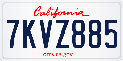CA license plate 7KVZ885