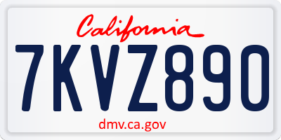 CA license plate 7KVZ890