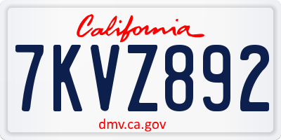 CA license plate 7KVZ892