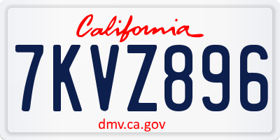 CA license plate 7KVZ896