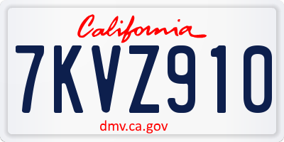 CA license plate 7KVZ910