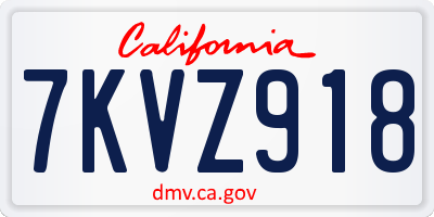 CA license plate 7KVZ918