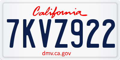 CA license plate 7KVZ922