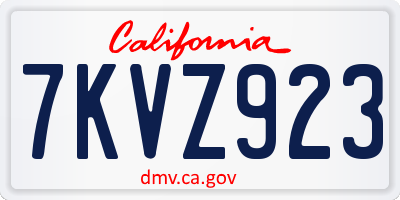 CA license plate 7KVZ923