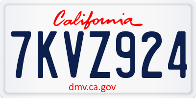 CA license plate 7KVZ924