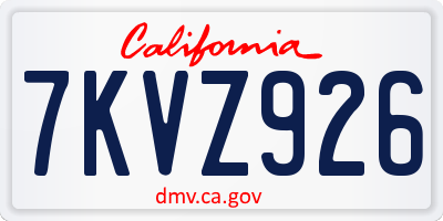 CA license plate 7KVZ926
