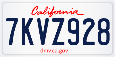 CA license plate 7KVZ928