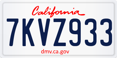 CA license plate 7KVZ933