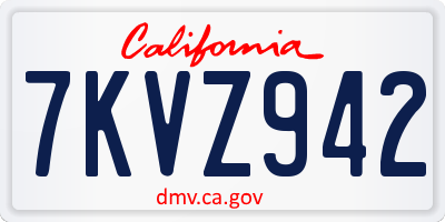 CA license plate 7KVZ942