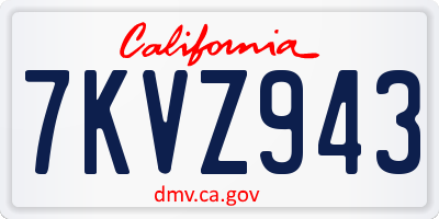 CA license plate 7KVZ943