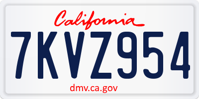 CA license plate 7KVZ954