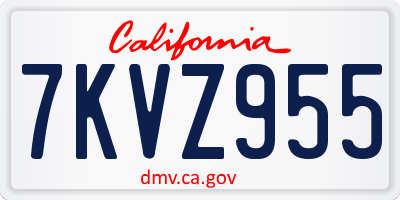 CA license plate 7KVZ955