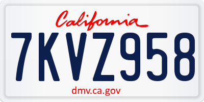 CA license plate 7KVZ958
