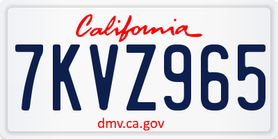 CA license plate 7KVZ965
