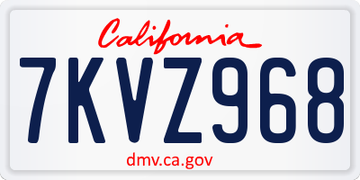 CA license plate 7KVZ968
