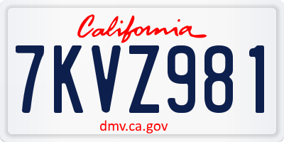 CA license plate 7KVZ981
