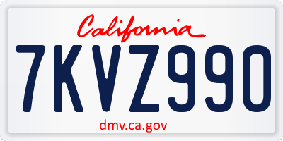 CA license plate 7KVZ990