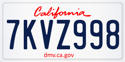 CA license plate 7KVZ998