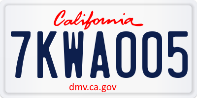 CA license plate 7KWA005