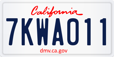 CA license plate 7KWA011