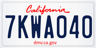 CA license plate 7KWA040