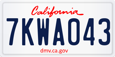 CA license plate 7KWA043