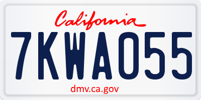 CA license plate 7KWA055