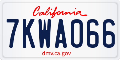 CA license plate 7KWA066
