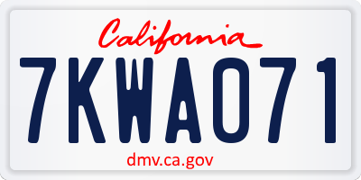 CA license plate 7KWA071