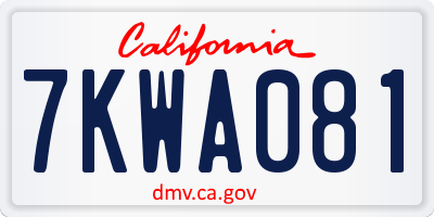 CA license plate 7KWA081