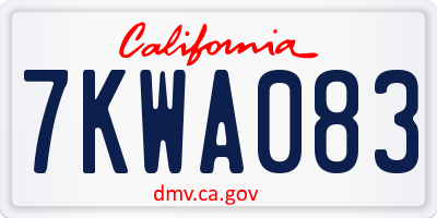 CA license plate 7KWA083